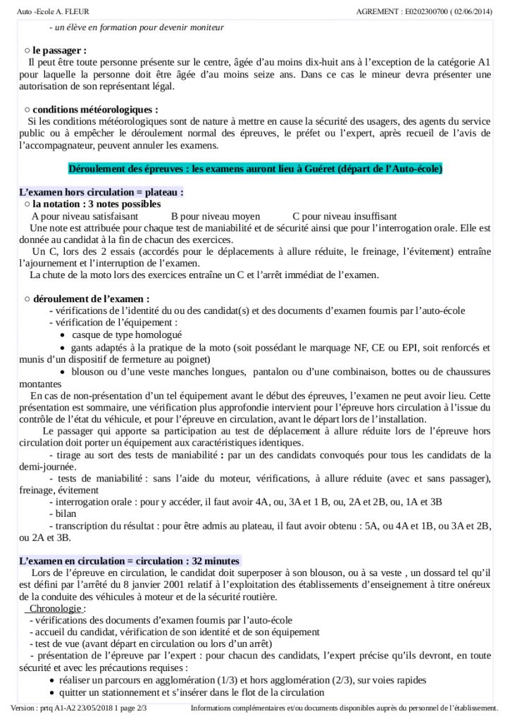 INFORMATIONS – Auto école Fleur